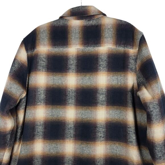 Flag & Anthem Sherpa Lined Flannel Jacket Men’s XL Brown Plaid Shacket - Picture 9 of 12